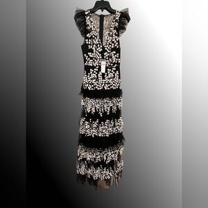 BCBGMAXAZRIA Floral Vine Applique Gown